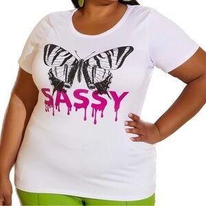 Ashley Stewart 22/24W (3X) Sassy Butterfly Graphic Tee (R31.6)